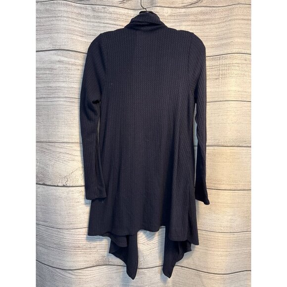Knox Rose Navy Open Front Waffle Knit Cardigan Drape Hem Size 1 - Picture 2 of 3
